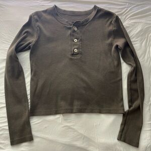 Women’s Brandy Melville John Galt LS Shirt Brown EUC One Size